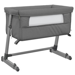 vidaXL Babybett mit Matratze Dunkelgrau Leinenstoff