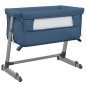 vidaXL Babybett mit Matratze Marineblau Leinenstoff vidaXL Babybett mit Matratze Marineblau Leinenstoff