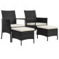 vidaXL 2-Sitzer-Gartensofa mit Tisch & Hocker Poly Rattan Schwarz vidaXL 2-Sitzer-Gartensofa mit Tisch & Hocker Poly Rattan Schwarz