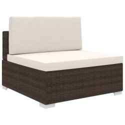 vidaXL Modular-Sofa-Mittelteil 1 Stk. + Auflagen Poly Rattan Braun 