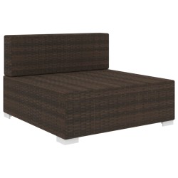 vidaXL Modular-Sofa-Mittelteil 1 Stk. + Auflagen Poly Rattan Braun 