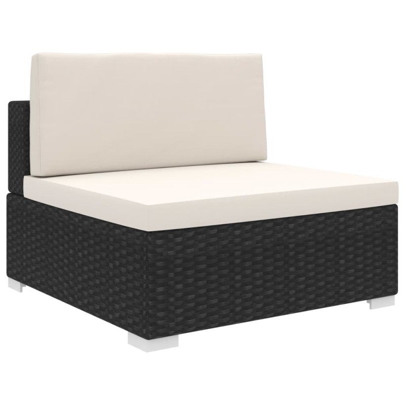 vidaXL Modular-Sofa-Mittelteil 1 Stk. + Auflagen Poly Rattan Schwarz vidaXL Modular-Sofa-Mittelteil 1 Stk. + Auflagen Poly Rattan Schwarz