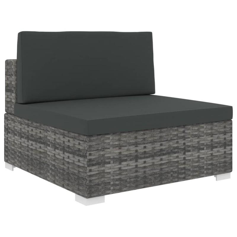 vidaXL Modular-Sofa-Mittelteil 1 Stk. + Auflagen Poly Rattan Grau vidaXL Modular-Sofa-Mittelteil 1 Stk. + Auflagen Poly Rattan Grau