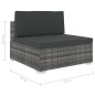 vidaXL Modular-Sofa-Mittelteil 1 Stk. + Auflagen Poly Rattan Grau vidaXL Modular-Sofa-Mittelteil 1 Stk. + Auflagen Poly Rattan Grau