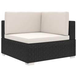 vidaXL Modular-Sofa-Eckteil 1 Stk. + Auflagen Poly Rattan Schwarz