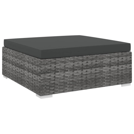 vidaXL Modular-Fußhocker 1 Stk. + Auflagen Poly Rattan Grau
