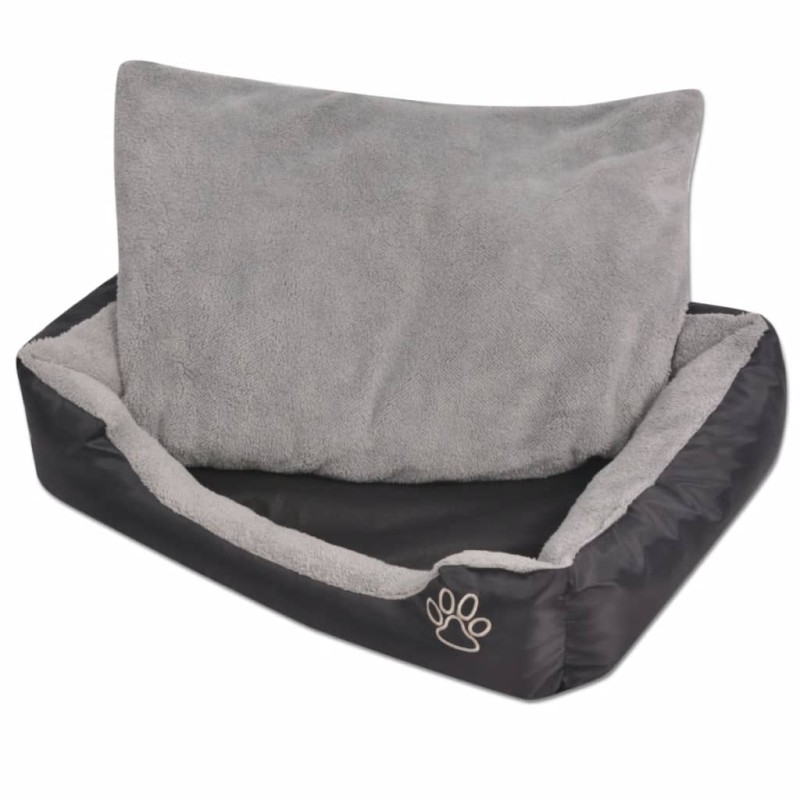 vidaXL Hundebett mit gepolstertem Kissen Größe S Schwarz vidaXL Hundebett mit gepolstertem Kissen Größe S Schwarz