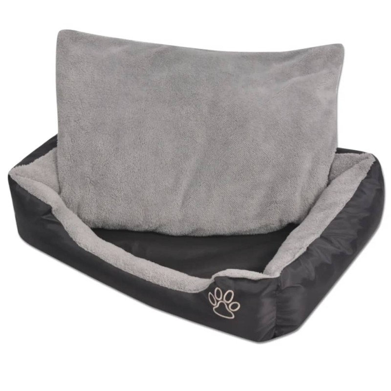 vidaXL Hundebett mit gepolstertem Kissen Größe L Schwarz vidaXL Hundebett mit gepolstertem Kissen Größe L Schwarz