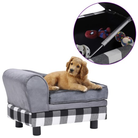 vidaXL Hundesofa Grau 57x34x36 cm Plüsch 