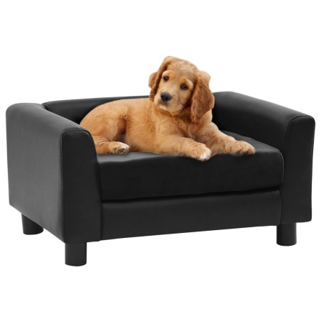 vidaXL Hundesofa Schwarz 60x43x30 cm Plüsch und Kunstleder   