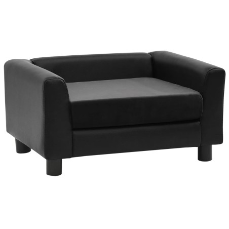 vidaXL Hundesofa Schwarz 60x43x30 cm Plüsch und Kunstleder   