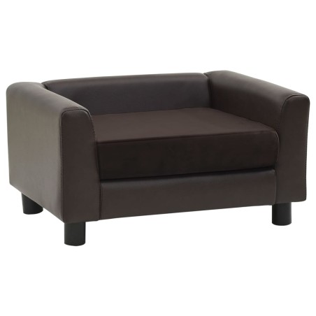vidaXL Hundesofa Braun 60x43x30 cm Plüsch und Kunstleder   