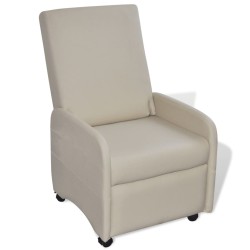 vidaXL Ausklappbarer Sessel Creme Kunstleder