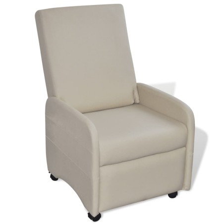 vidaXL Ausklappbarer Sessel Creme Kunstleder