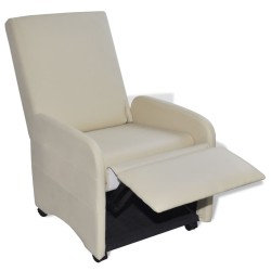 vidaXL Ausklappbarer Sessel Creme Kunstleder
