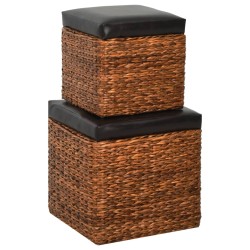 vidaXL Ottoman-Set 2 Stk. Seegras Braun