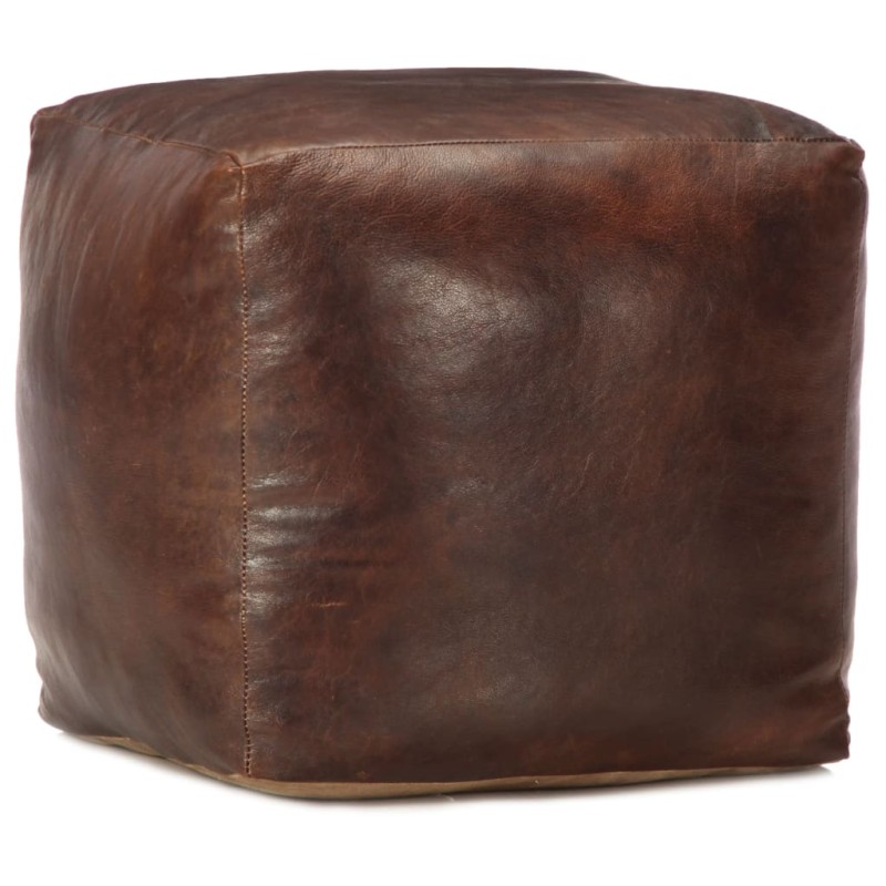 vidaXL Pouf Dunkelbraun 40 x 40 x 40 cm Echtes Ziegenleder vidaXL Pouf Dunkelbraun 40 x 40 x 40 cm Echtes Ziegenleder