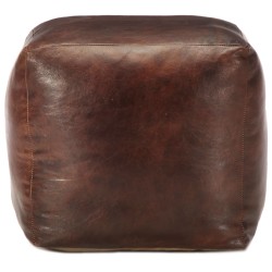 vidaXL Pouf Dunkelbraun 40 x 40 x 40 cm Echtes Ziegenleder