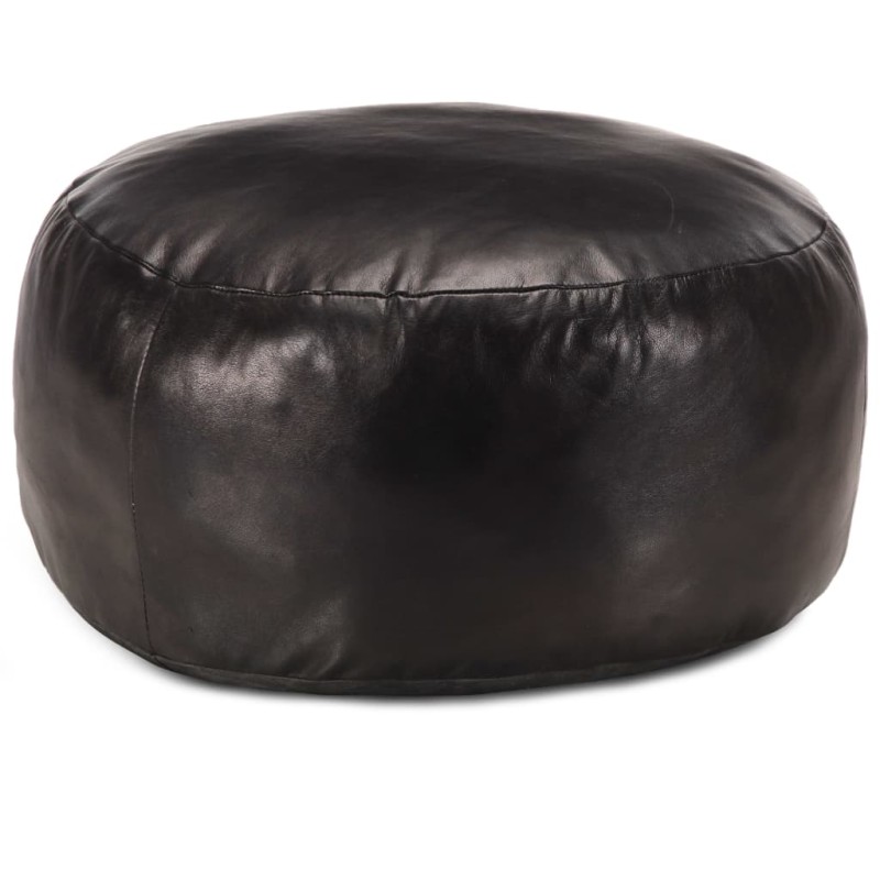 vidaXL Pouf Schwarz 60 x 30 cm Echtes Ziegenleder vidaXL Pouf Schwarz 60 x 30 cm Echtes Ziegenleder