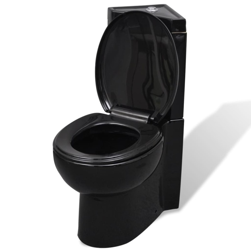 vidaXL Toilette für Ecke Keramik Schwarz vidaXL Toilette für Ecke Keramik Schwarz