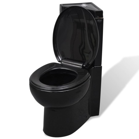 vidaXL Toilette für Ecke Keramik Schwarz