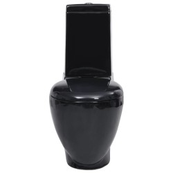 vidaXL Keramik-Toilette Abgang Horizontal Schwarz