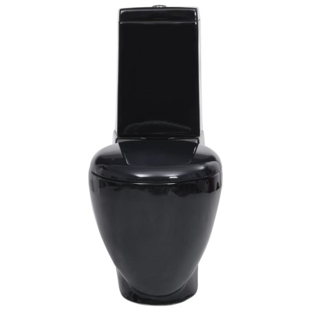 vidaXL Keramik-Toilette Abgang Horizontal Schwarz