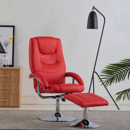 vidaXL Liegesessel mit Fußhocker Rot Kunstleder