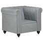 vidaXL Chesterfield-Sessel Grau Echtleder vidaXL Chesterfield-Sessel Grau Echtleder