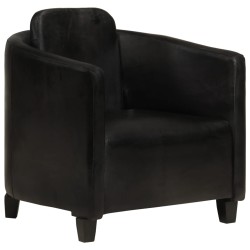 vidaXL Sessel Schwarz Echtleder
