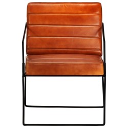 vidaXL Sessel Hellbraun Echtleder