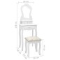 vidaXL Schminktisch-Set mit Hocker Weiß 50x59x136cm Paulownia-Holz vidaXL Schminktisch-Set mit Hocker Weiß 50x59x136cm Paulownia-Holz