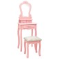 vidaXL Schminktisch-Set mit Hocker Rosa 50x59x136 cm Paulownia-Holz vidaXL Schminktisch-Set mit Hocker Rosa 50x59x136 cm Paulownia-Holz