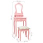 vidaXL Schminktisch-Set mit Hocker Rosa 50x59x136 cm Paulownia-Holz vidaXL Schminktisch-Set mit Hocker Rosa 50x59x136 cm Paulownia-Holz
