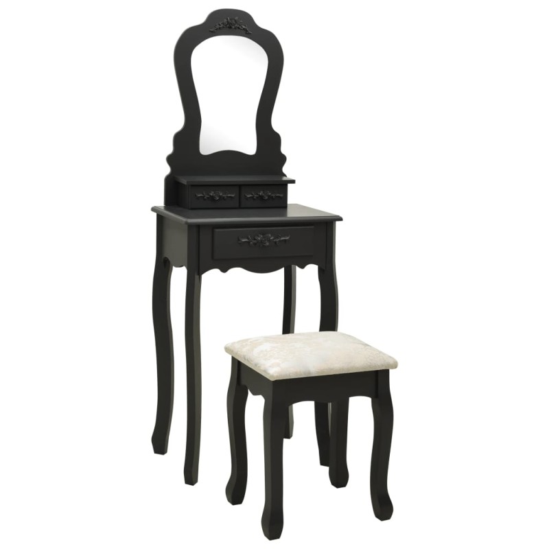 vidaXL Schminktisch-Set mit Hocker Schwarz 50x59x136 cm Paulownia-Holz vidaXL Schminktisch-Set mit Hocker Schwarz 50x59x136 cm Paulownia-Holz