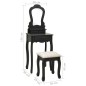 vidaXL Schminktisch-Set mit Hocker Schwarz 50x59x136 cm Paulownia-Holz vidaXL Schminktisch-Set mit Hocker Schwarz 50x59x136 cm Paulownia-Holz