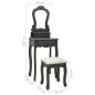 vidaXL Schminktisch-Set mit Hocker Grau 50x59x136 cm Paulownia-Holz vidaXL Schminktisch-Set mit Hocker Grau 50x59x136 cm Paulownia-Holz
