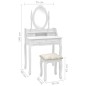 vidaXL Schminktisch-Set mit Hocker Weiß 75x69x140cm Paulownia-Holz vidaXL Schminktisch-Set mit Hocker Weiß 75x69x140cm Paulownia-Holz