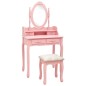 vidaXL Schminktisch-Set mit Hocker Rosa 75x69x140 cm Paulownia-Holz vidaXL Schminktisch-Set mit Hocker Rosa 75x69x140 cm Paulownia-Holz