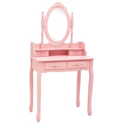 vidaXL Schminktisch-Set mit Hocker Rosa 75x69x140 cm Paulownia-Holz 