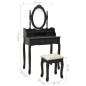 vidaXL Schminktisch-Set mit Hocker Schwarz 75x69x140cm Paulownia-Holz vidaXL Schminktisch-Set mit Hocker Schwarz 75x69x140cm Paulownia-Holz