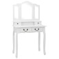 vidaXL Schminktisch-Set mit Hocker Weiß 80x69x141cm Paulowniaholz vidaXL Schminktisch-Set mit Hocker Weiß 80x69x141cm Paulowniaholz