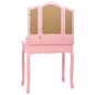 vidaXL Schminktisch-Set mit Hocker Rosa 80×69×141 cm Paulowniaholz vidaXL Schminktisch-Set mit Hocker Rosa 80×69×141 cm Paulowniaholz