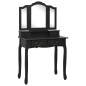 vidaXL Schminktisch-Set mit Hocker Schwarz 80x69x141 cm Paulowniaholz vidaXL Schminktisch-Set mit Hocker Schwarz 80x69x141 cm Paulowniaholz