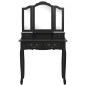 vidaXL Schminktisch-Set mit Hocker Schwarz 80x69x141 cm Paulowniaholz vidaXL Schminktisch-Set mit Hocker Schwarz 80x69x141 cm Paulowniaholz