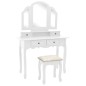vidaXL Schminktisch-Set mit Hocker Weiß 100x40x146 cm Paulownia-Holz vidaXL Schminktisch-Set mit Hocker Weiß 100x40x146 cm Paulownia-Holz