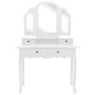 vidaXL Schminktisch-Set mit Hocker Weiß 100x40x146 cm Paulownia-Holz vidaXL Schminktisch-Set mit Hocker Weiß 100x40x146 cm Paulownia-Holz