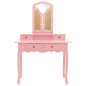 vidaXL Schminktisch-Set mit Hocker Rosa 100x40x146 cm Paulownia-Holz vidaXL Schminktisch-Set mit Hocker Rosa 100x40x146 cm Paulownia-Holz