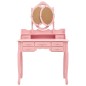 vidaXL Schminktisch mit Hocker und Dreifach-Spiegel Rosa vidaXL Schminktisch mit Hocker und Dreifach-Spiegel Rosa