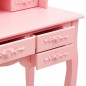 vidaXL Schminktisch mit Hocker und Dreifach-Spiegel Rosa vidaXL Schminktisch mit Hocker und Dreifach-Spiegel Rosa